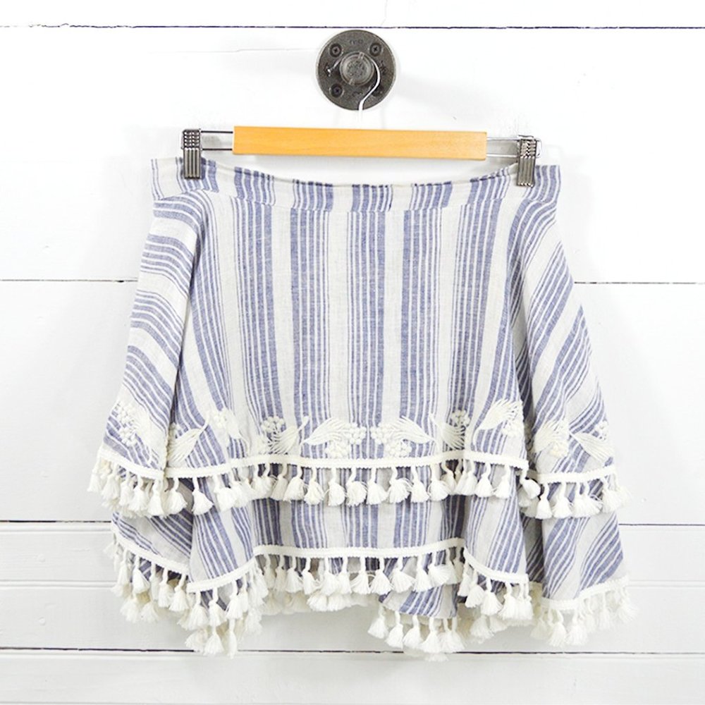 Tryb Fringe Linen Skirt #127-36